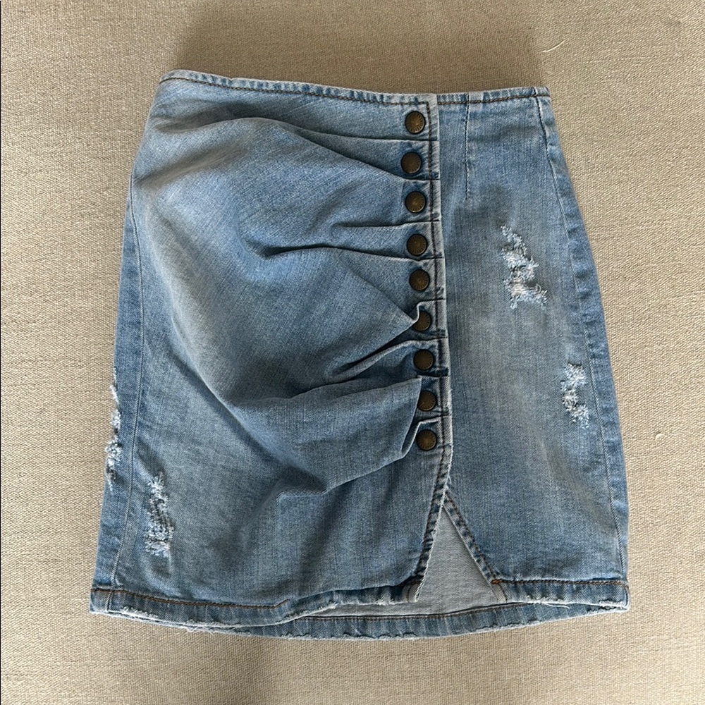 Denim Button-Up Skirt